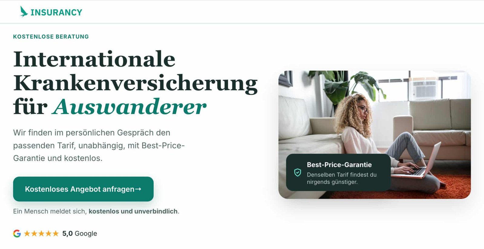 insurancy landing page
